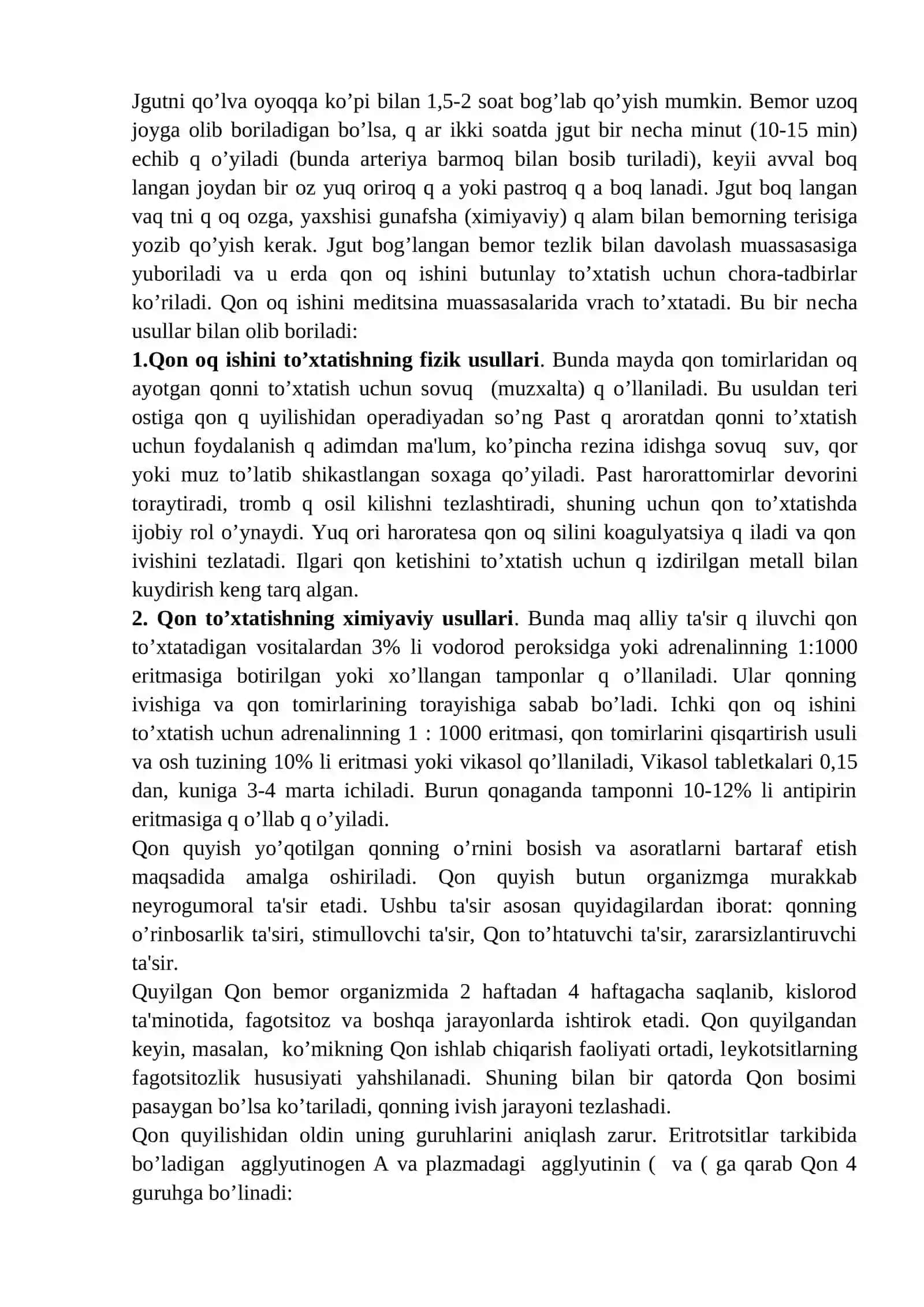 TOMIRLARDAN QON KETISHI, TURLARI,VAQTINCHA TO`XTATISH USULLARI 4