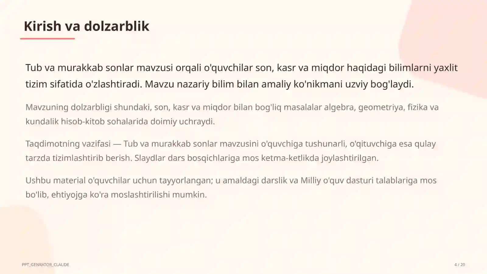 Tub va murakkab sonlar (5-sinf) 4