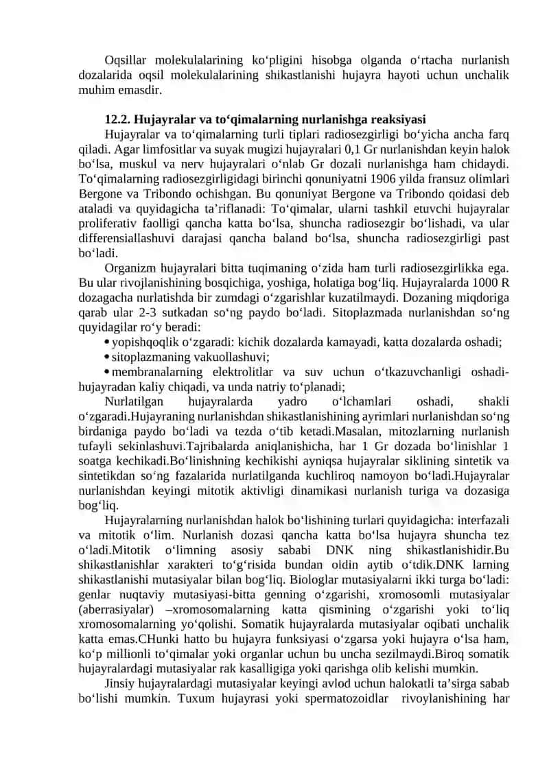 Ionlanuvchi nurlarning biologik ta’siri 4