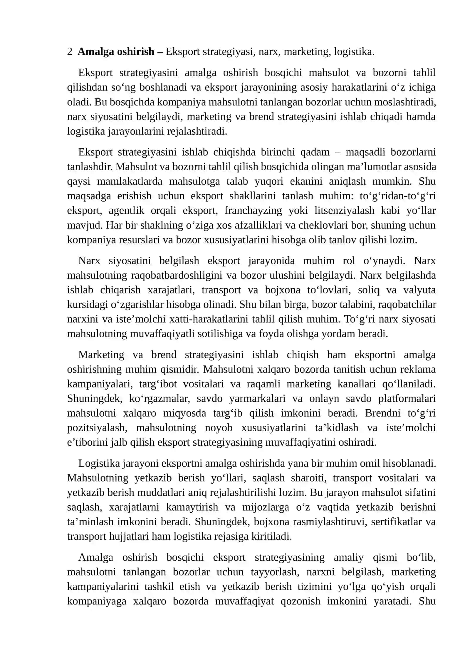 Mahaliy mahsulot eksport strategiyasini ishlab chiqish 4