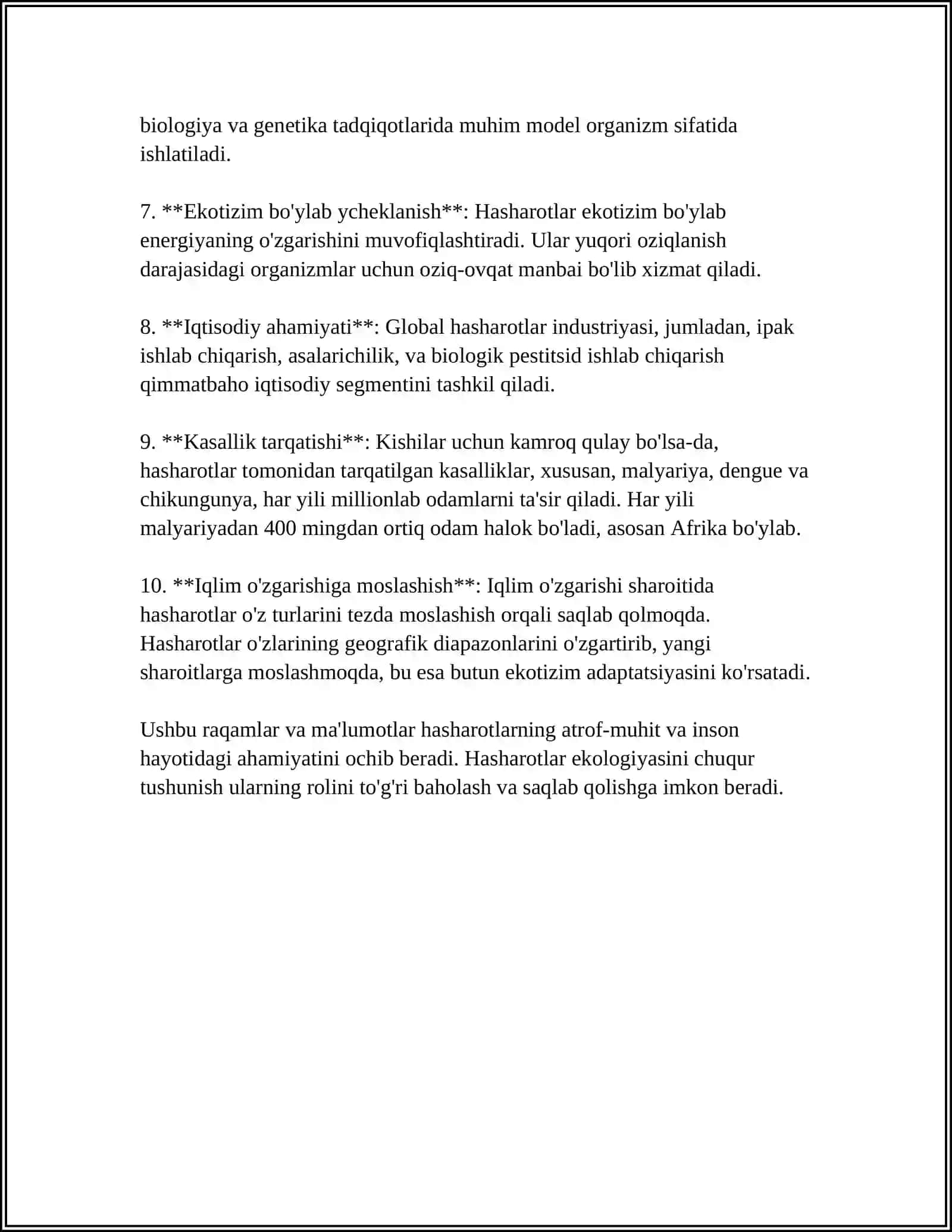 HASHAROTLAR EKOLOGIYASINI JADVAL VA DIAGRAMMALARDA TAHLILI 4