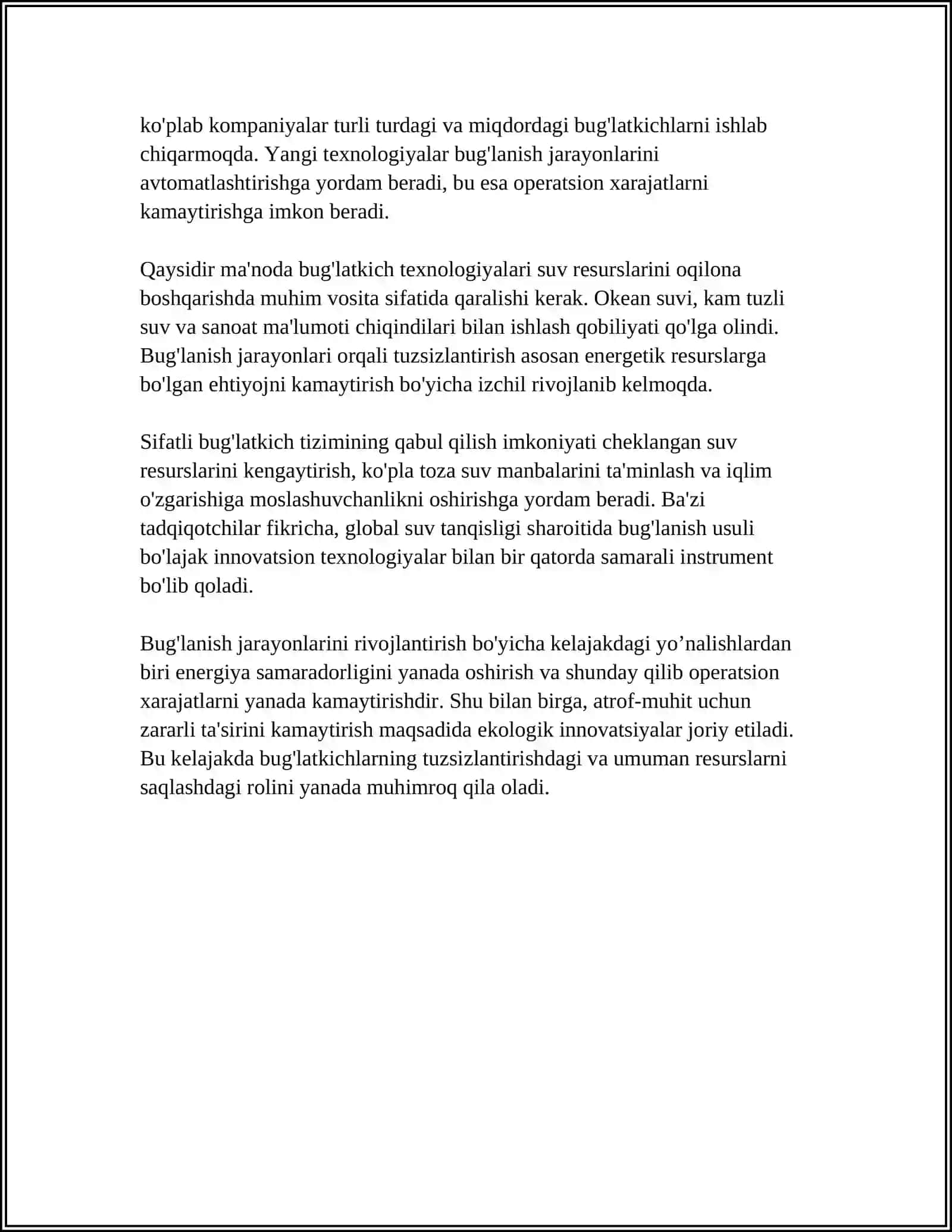 SUVNI TUZSIZLANTIRISHDA BUG'LATKICHNING ISHLATILISHI 4