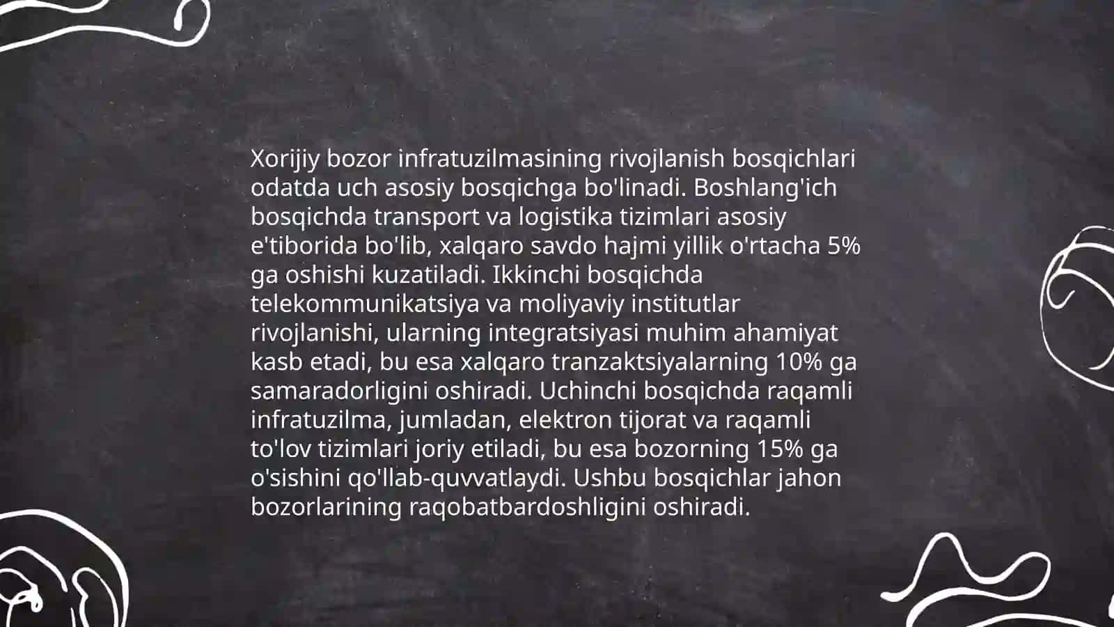 Xorijiy bozor infratuzilmalarining rivojlanish bosqichlari 4