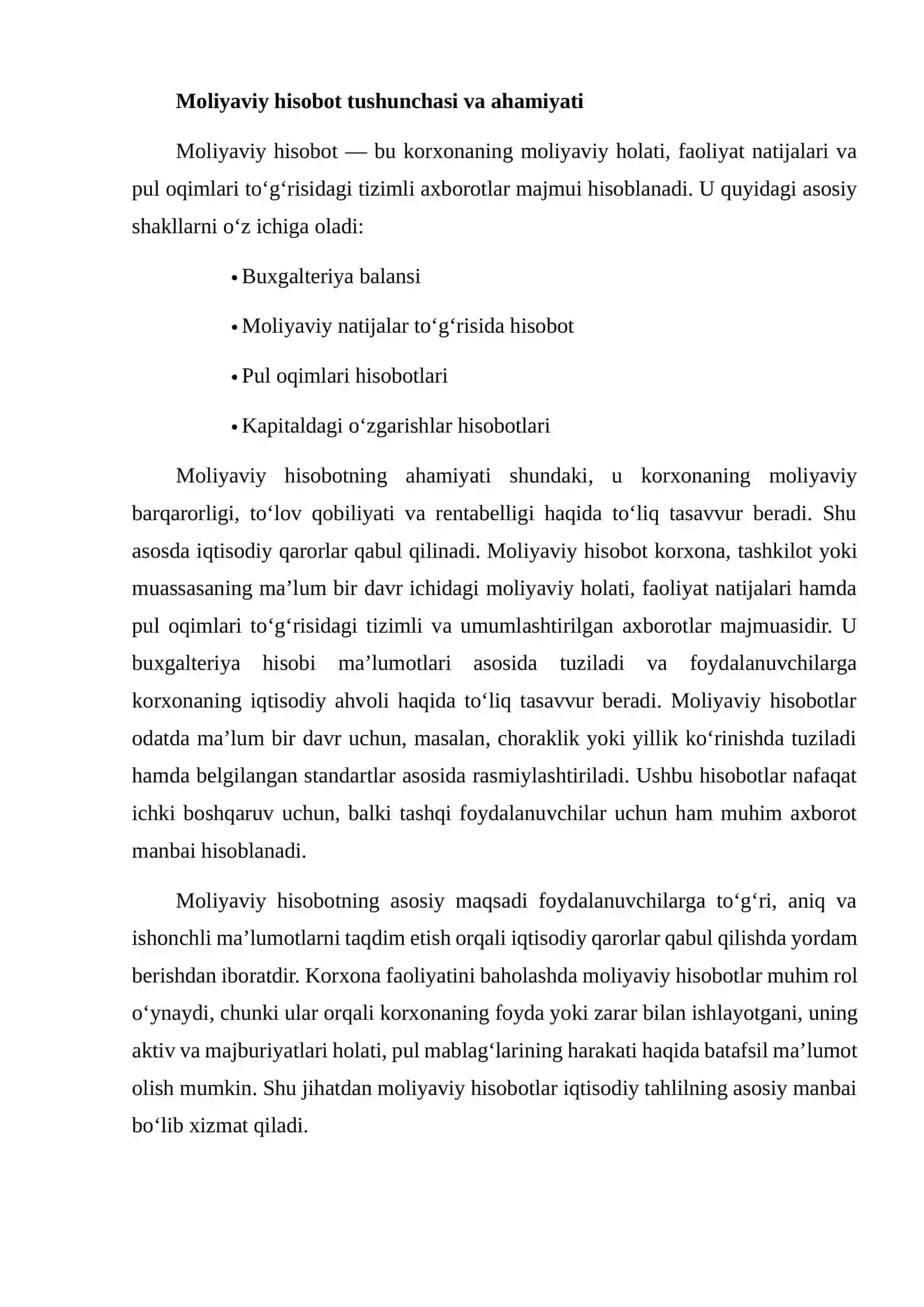 MOLIYAVIY HISOBOTDAN FOYDALANUVCHILAR VA ULARNING AXBOROT EHTIYOJLARI 4