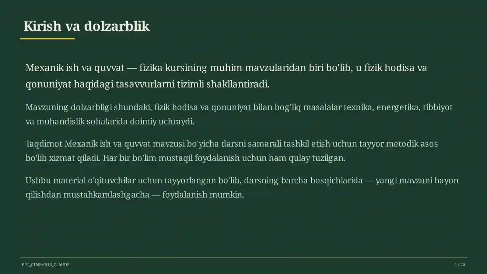 Mexanik ish va quvvat (7-sinf) 4