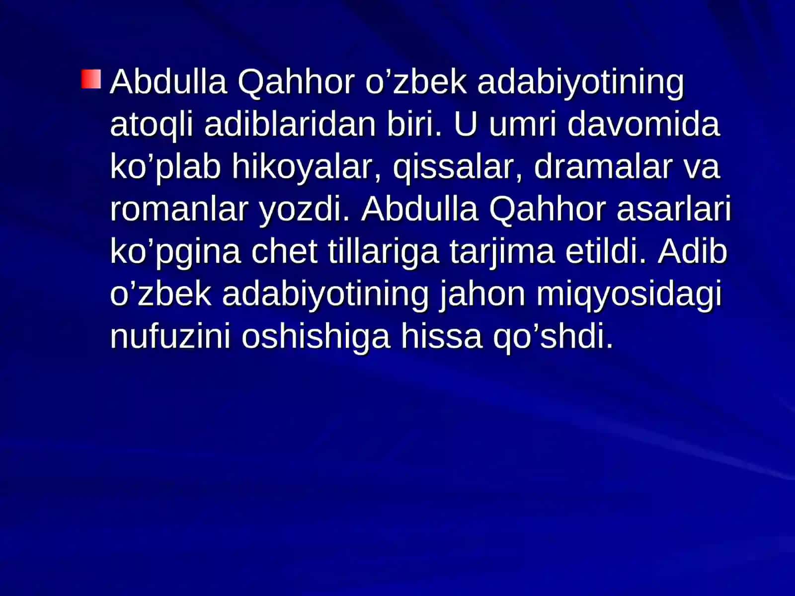 ABDULLA QAHHOR(1907—1968) 4