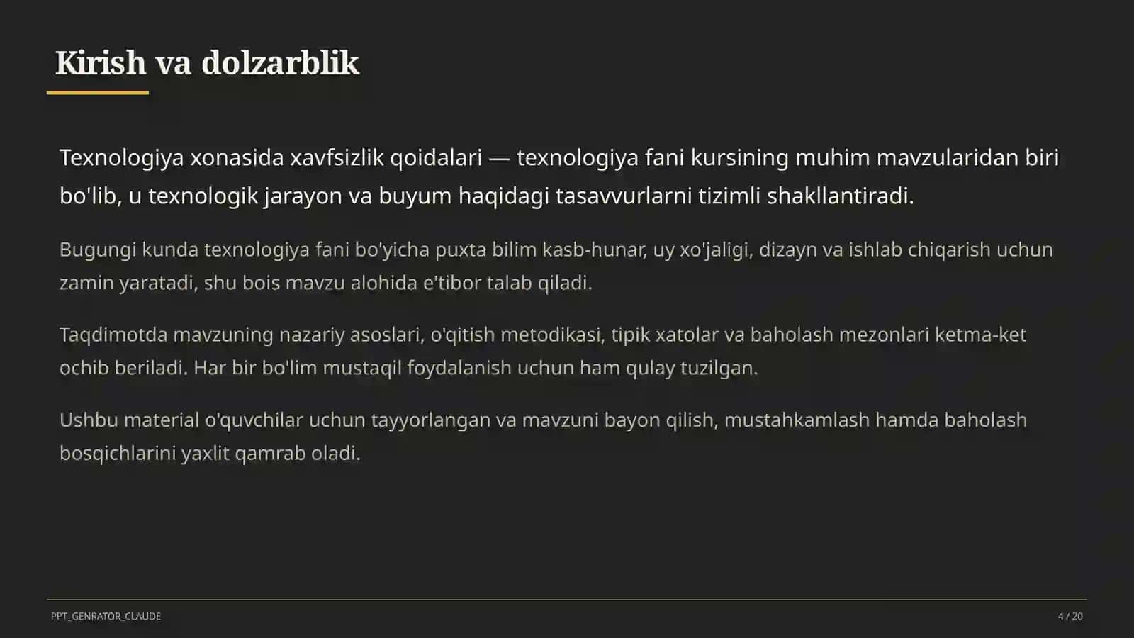 Texnologiya xonasida xavfsizlik qoidalari (5-sinf) 4