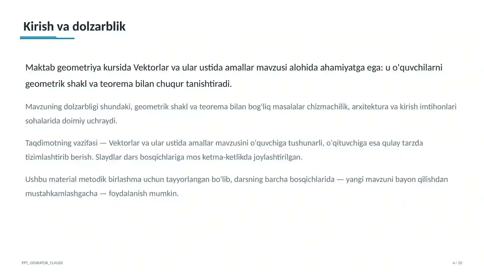 Vektorlar va ular ustida amallar (9-sinf) 4