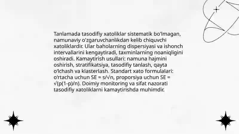 Tanlama kuzatishda xatolik 4