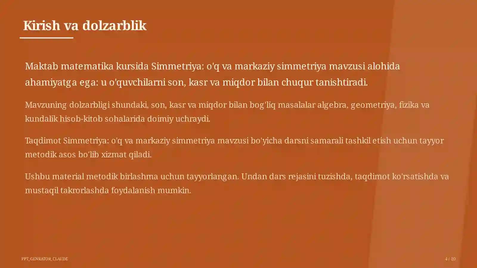 Simmetriya: o'q va markaziy simmetriya (6-sinf) 4