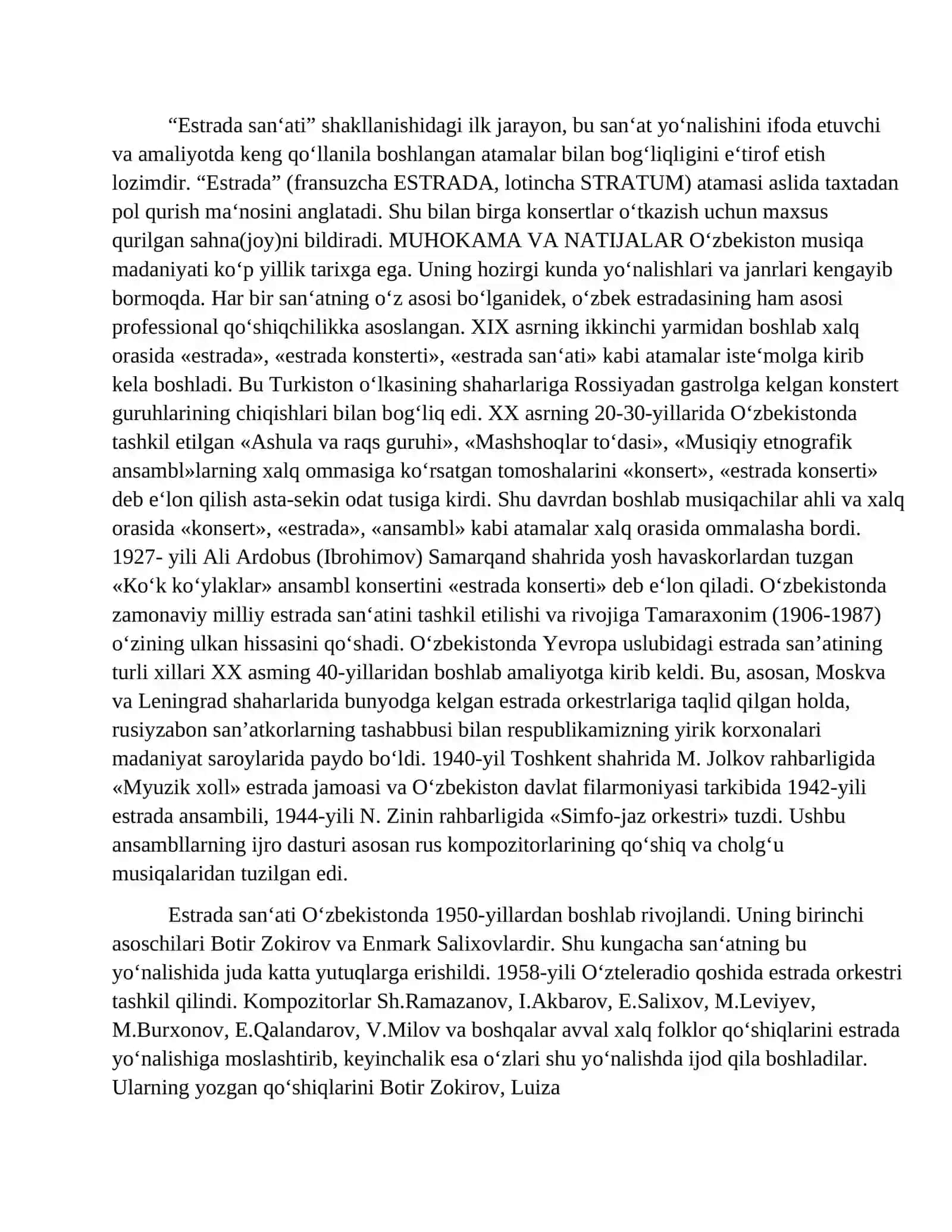 O‘zbek estrada san’atining rivojlanish bosqichlari 4