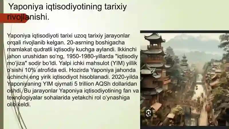 YAPONIYA IQTISODIYOTI VA UNING O’ZIGA XOS JIHATLARI 4