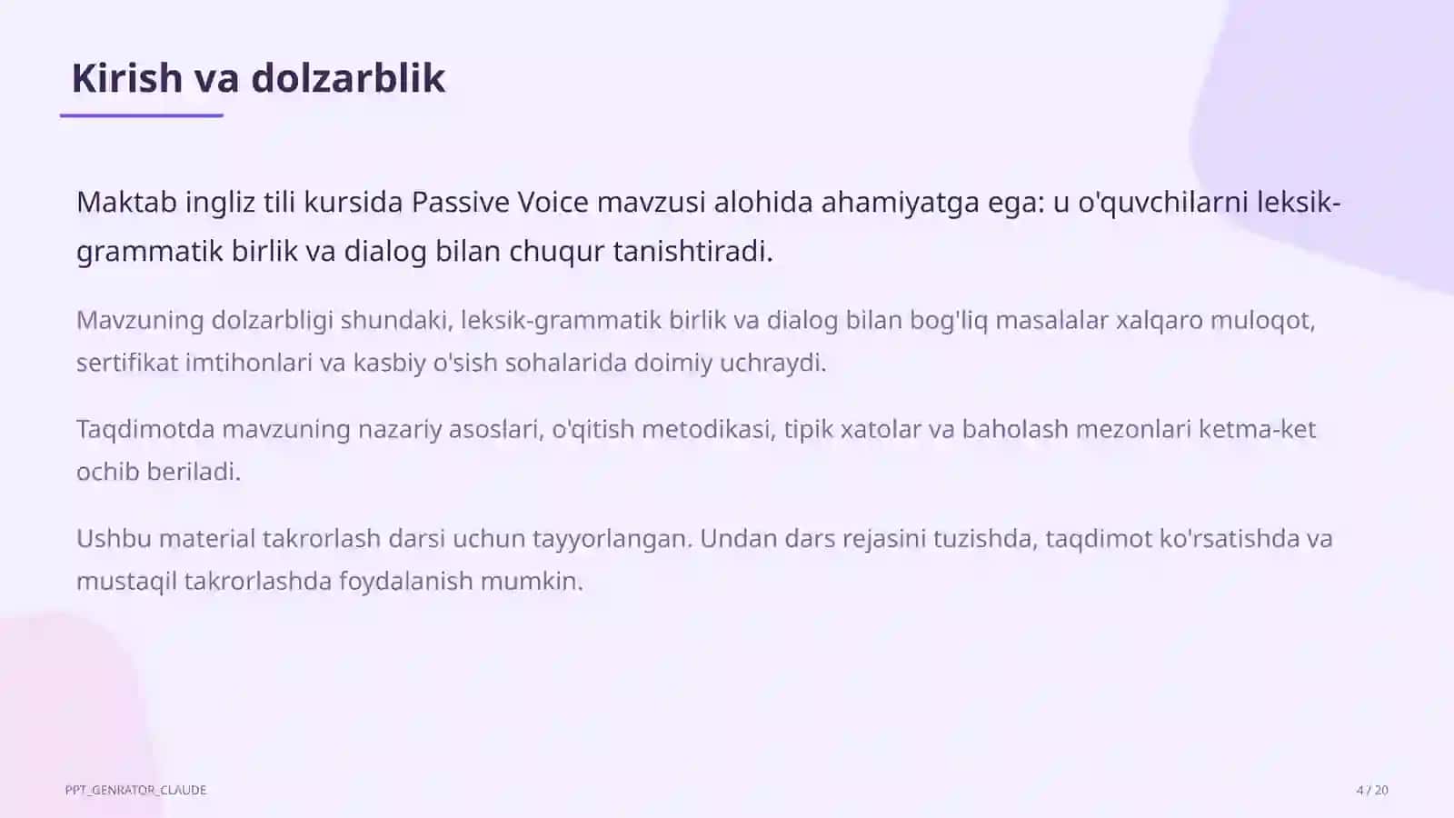 Passive Voice (9-sinf) 4