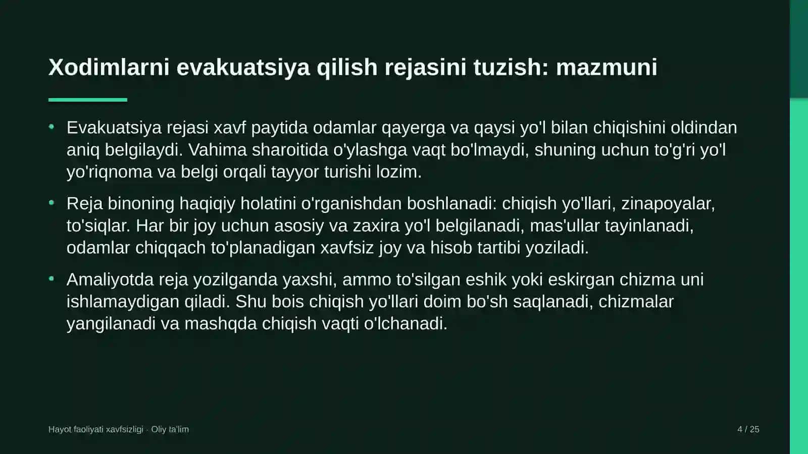 Yuridik maslahatxonalarda xodimlarni evakuatsiya qilish rejasini tuzish 4