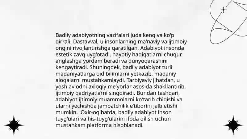 BADIIY O'QISH ASOSLARI FANINING MAQSAD VA VAZIFALARI 4