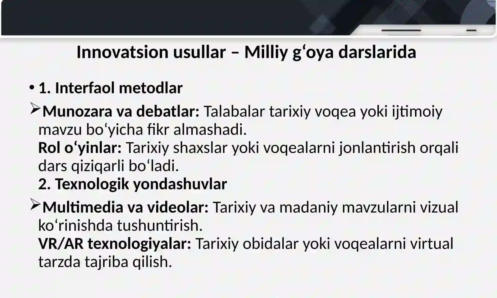 Milliy g'oya darslarini tashkil etishning inovatsion usullari 4