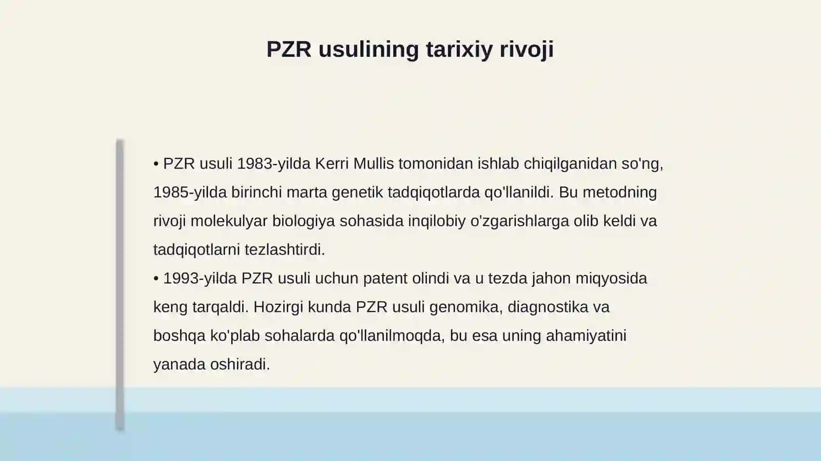 Molekulyar biologiya sohasida PZR usuli va uning fan rivojidagi yutuqlari 4
