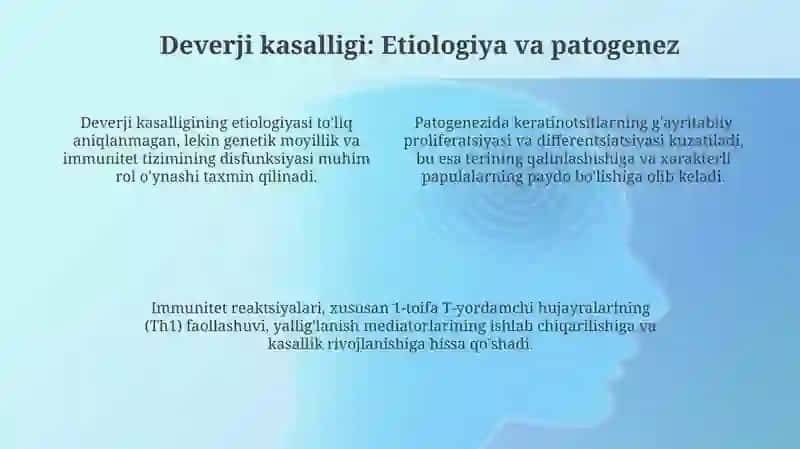 Deverji kasalligi.Psoriaz va QYaT-atipik turlari.Jiberning pushti temiratkisi 4