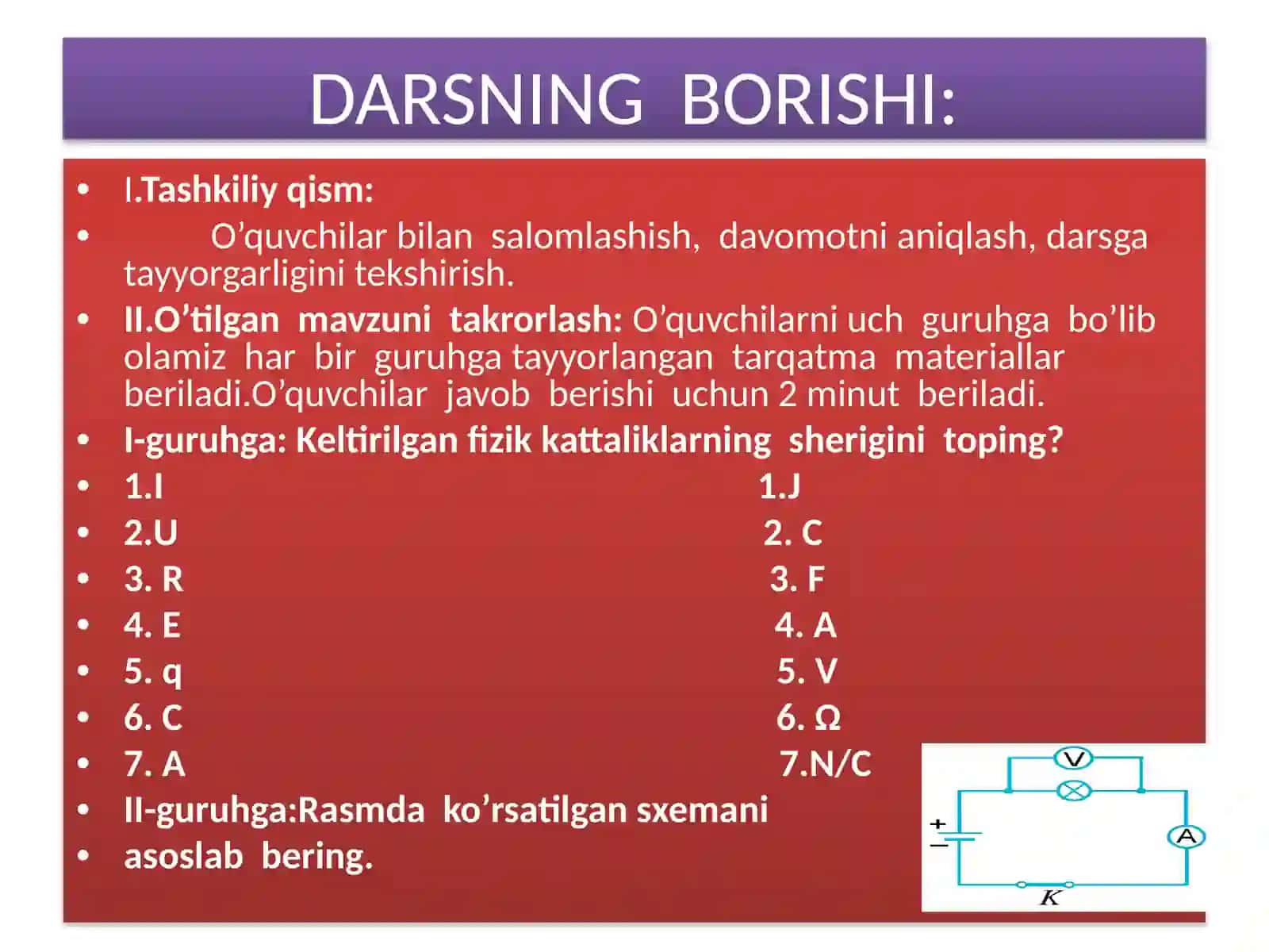 Iste’molchilarni  kеtma-kеt ulash. 8-sinf fizika fanidan dars ishlanma. 4