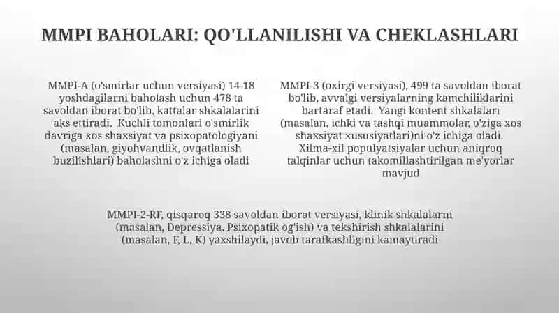 MMPI va uning modifikatsiyalari 4