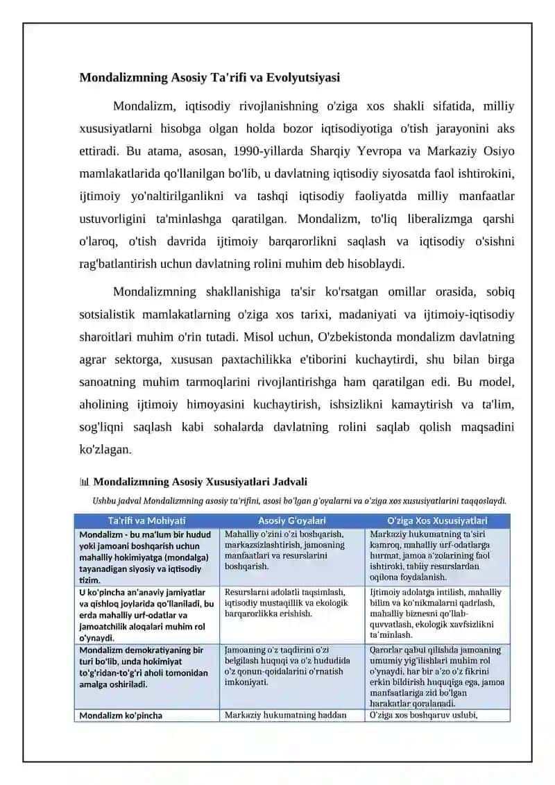 Mondalizmning Asosiy Tamoyillari va Modellari 4