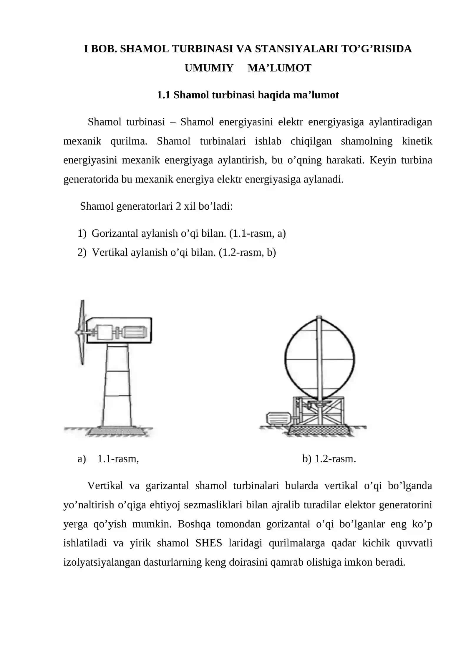 Shamol elektr stansiyasining parametrlarini tanlash va hisoblash 4