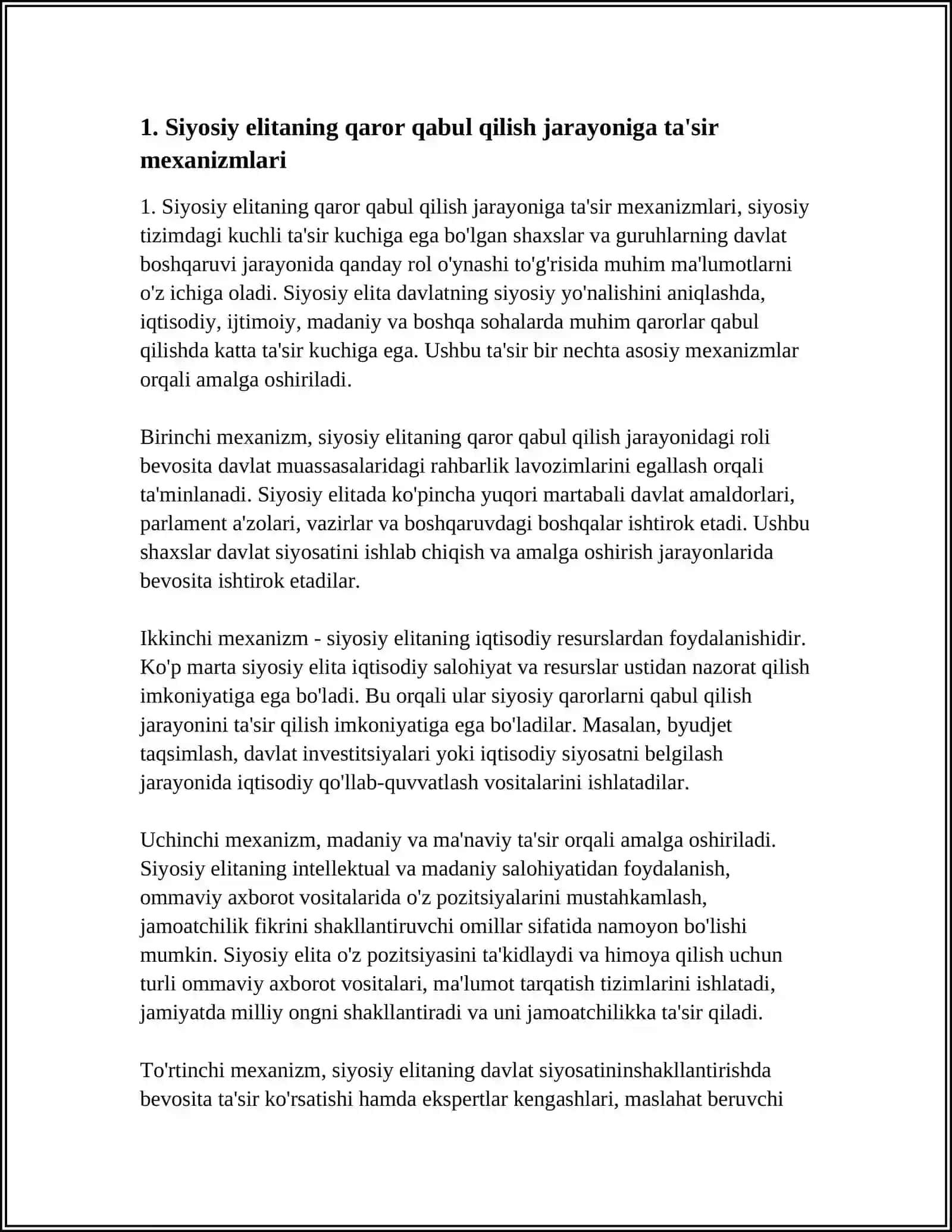 SIYOSIY QARORLAR QABUL QILISHGA SIYOSIY ELITANING TA'SIRI 4