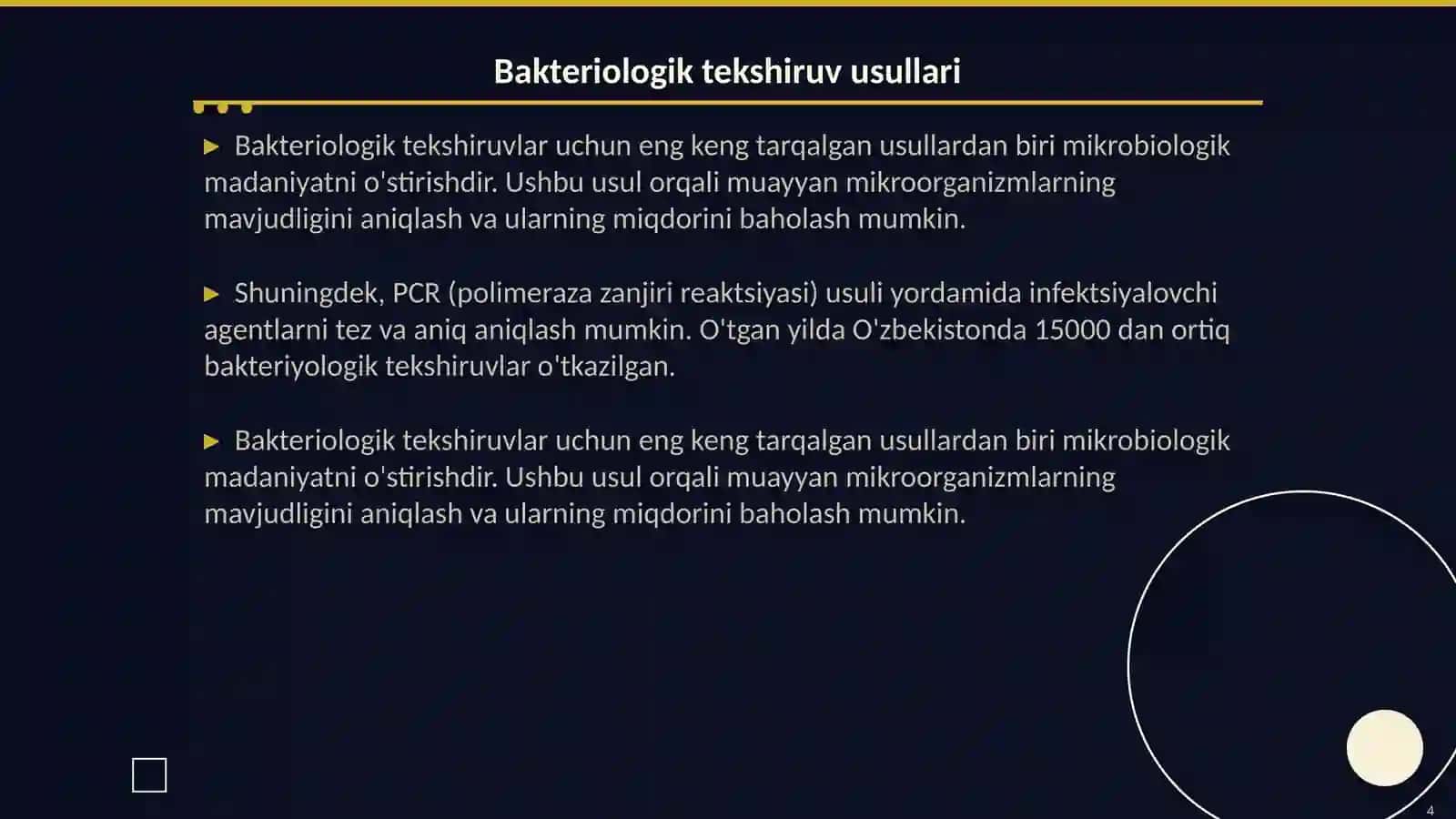 Xirurgik, akusher - ginekologik va unga yondosh bo'lgan bo'limlarni sanitar bakteriologik tekshirish va baho berish 4