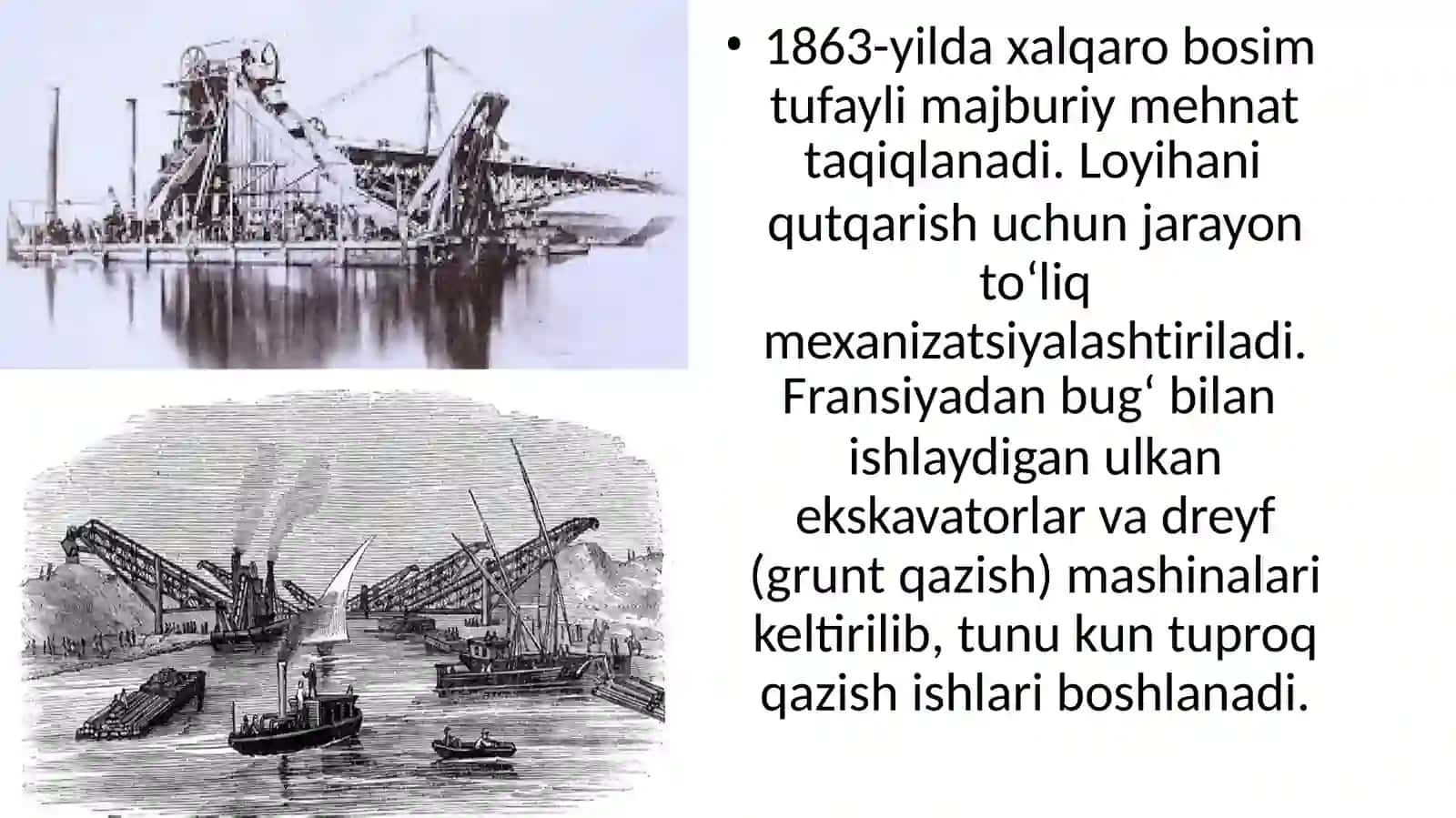 Suvayshkanali qurilishi FOTOMALUMOTNOMA Loyihaning BoshlanishivaShartnoma(1854–1858) 4