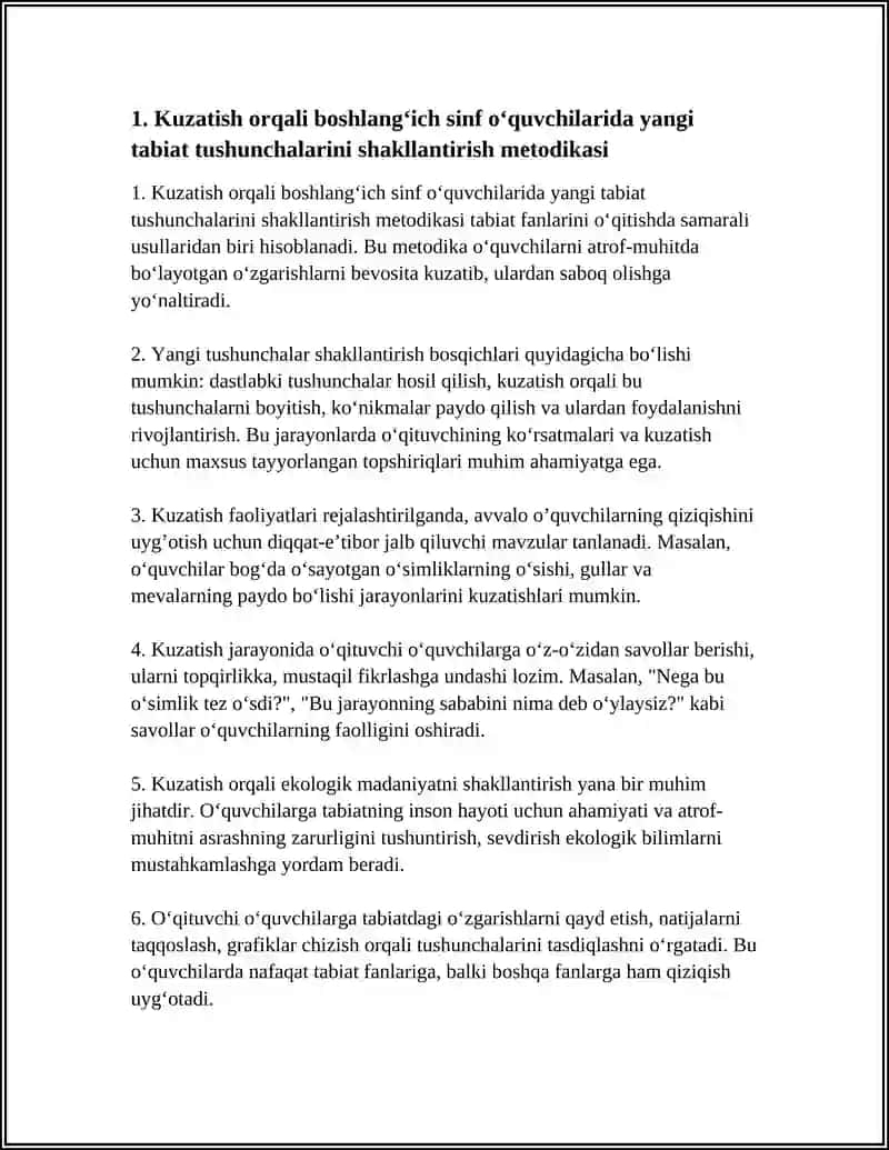 BOSHLANG’ICH TALIM TABIIY FANLARI DARSLARIDA KUZATISH ORQALI YANGI BILIM VA TUSHUNCHALARINI SHAKLLANTIRISH 4
