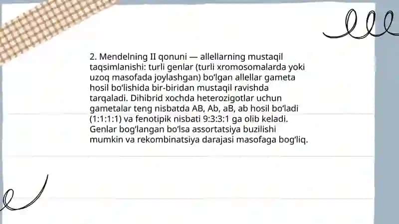 Mendel 1 2 qonuni 4