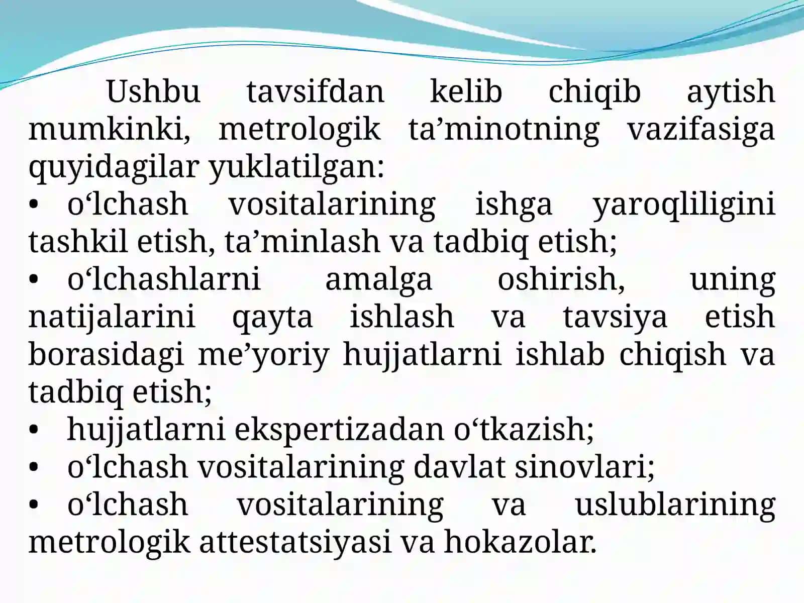METROLOGIK TA’MINOT VA METROLOGIK XIZMAT 4