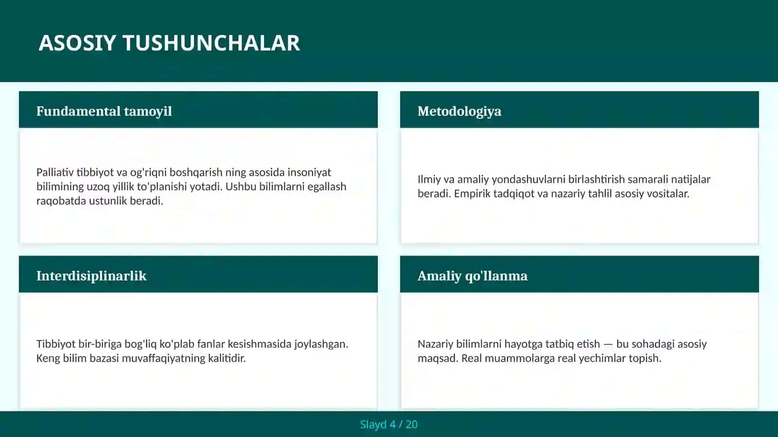 Palliativ Tibbiyot va Og'riqni Boshqarish 4