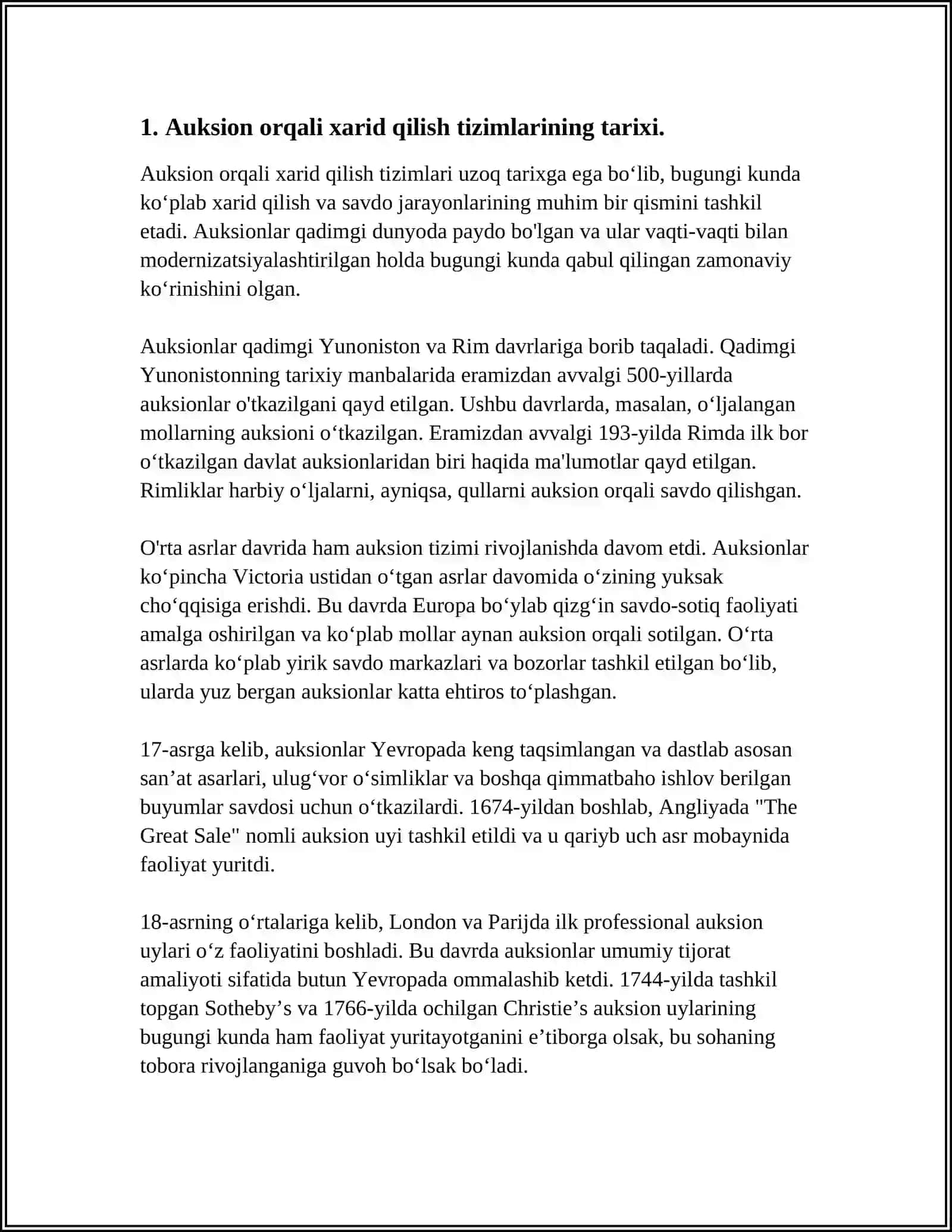 AUKSION ORQALI HAR XIL BUYUMLARNI HARID QILISH TIZIMLARI 4