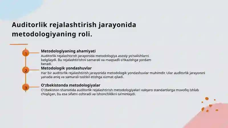 Auditorlik tekshiruvi-nirejalashtirishning tamoyillari va bosqichlari 4