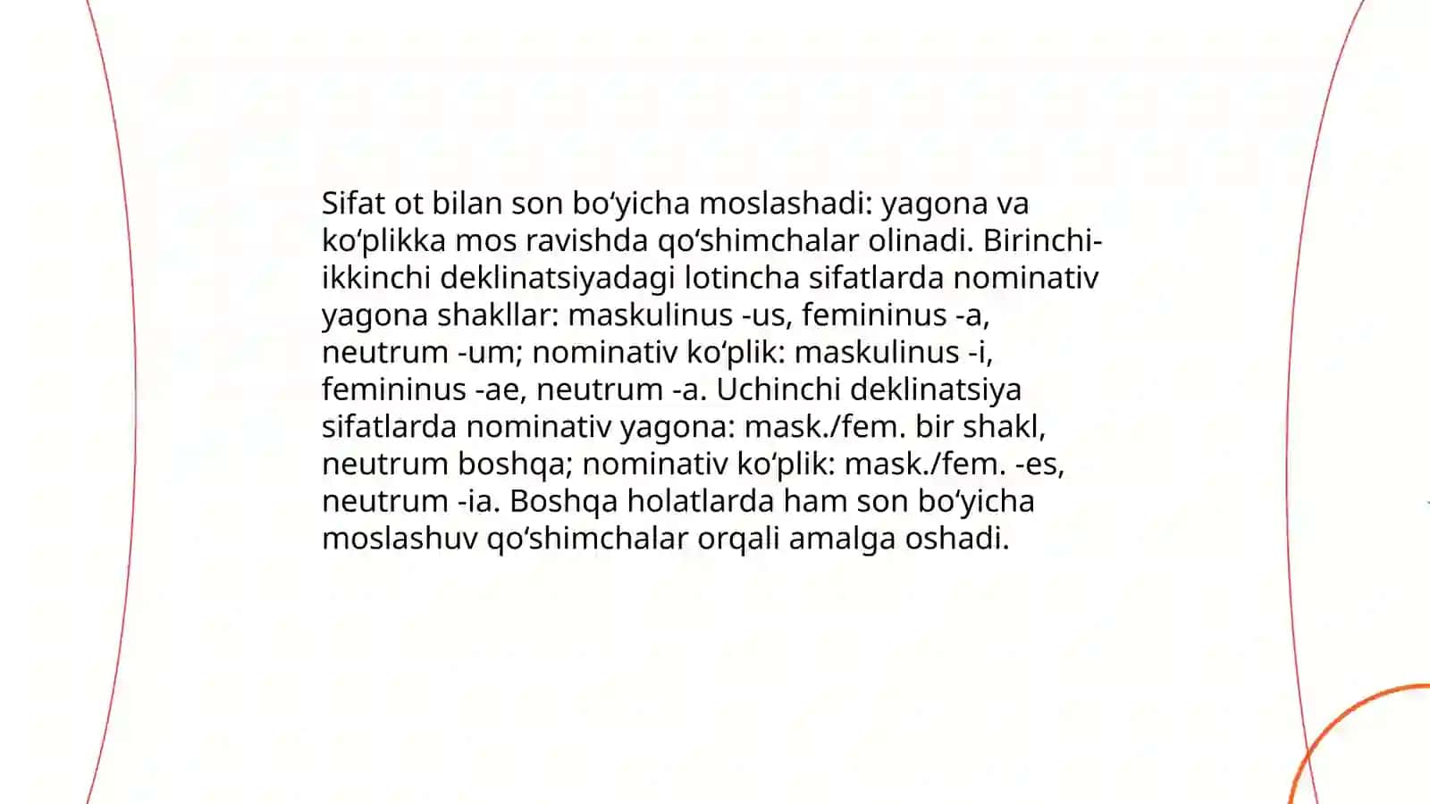 Lotincha sifat va otlarning moslashuvi 4