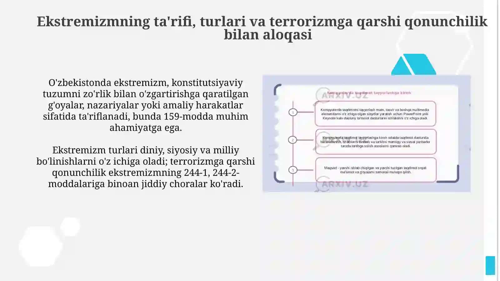 Oʻzbekiston Respublikasida diniy ekstrimizmga qarshi koʻrashishning huquqiy asoslari 4