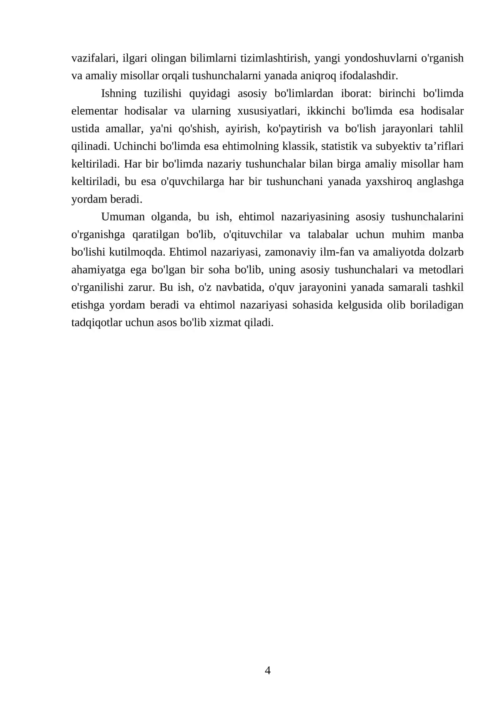 Elementar hodisalar fazosi. Hodisalar ustida amallar. Ehtimolning ta’riflari 4
