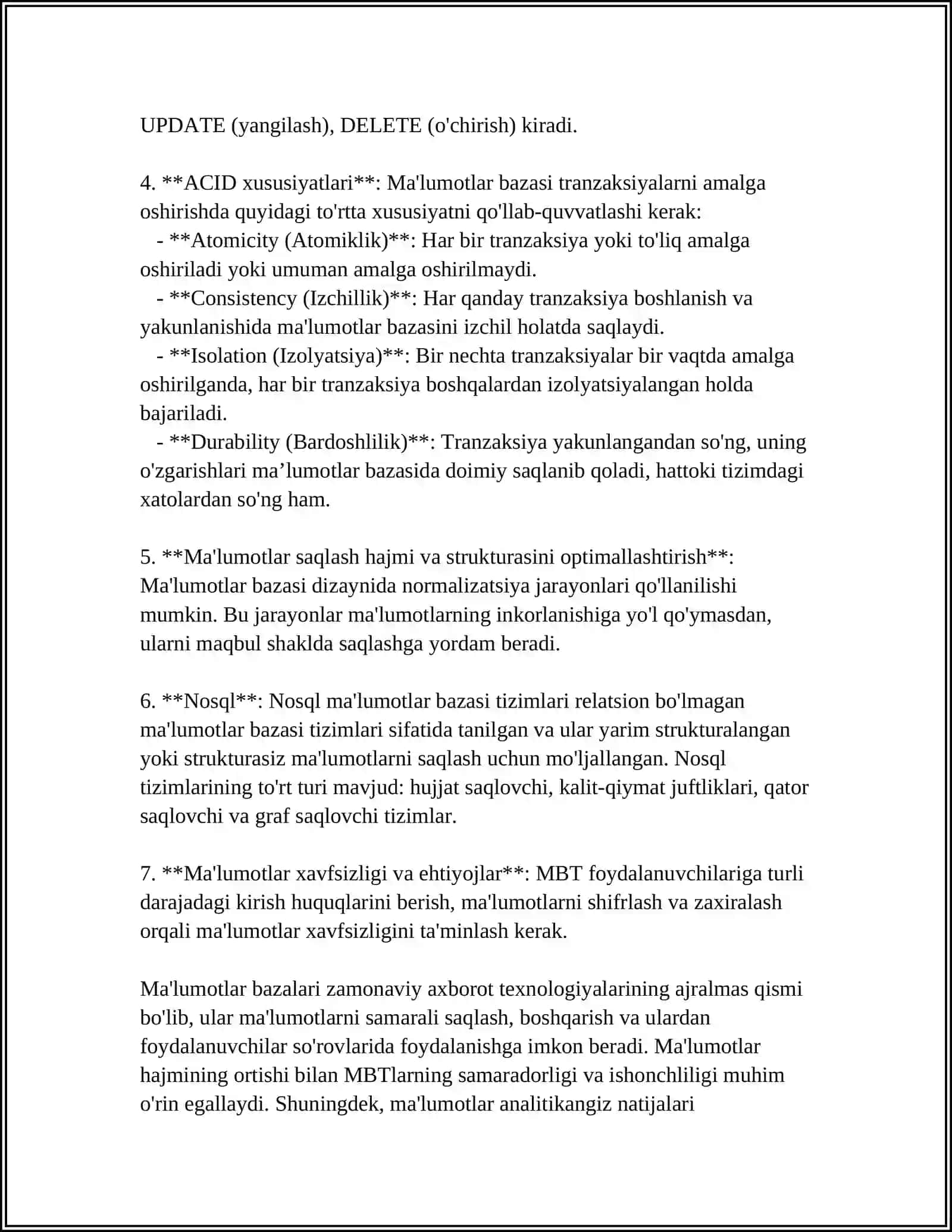 MAʼLUMOTLAR BAZALARI VA ULARDAN FOYDALANISH IMKONIYATLARI 4
