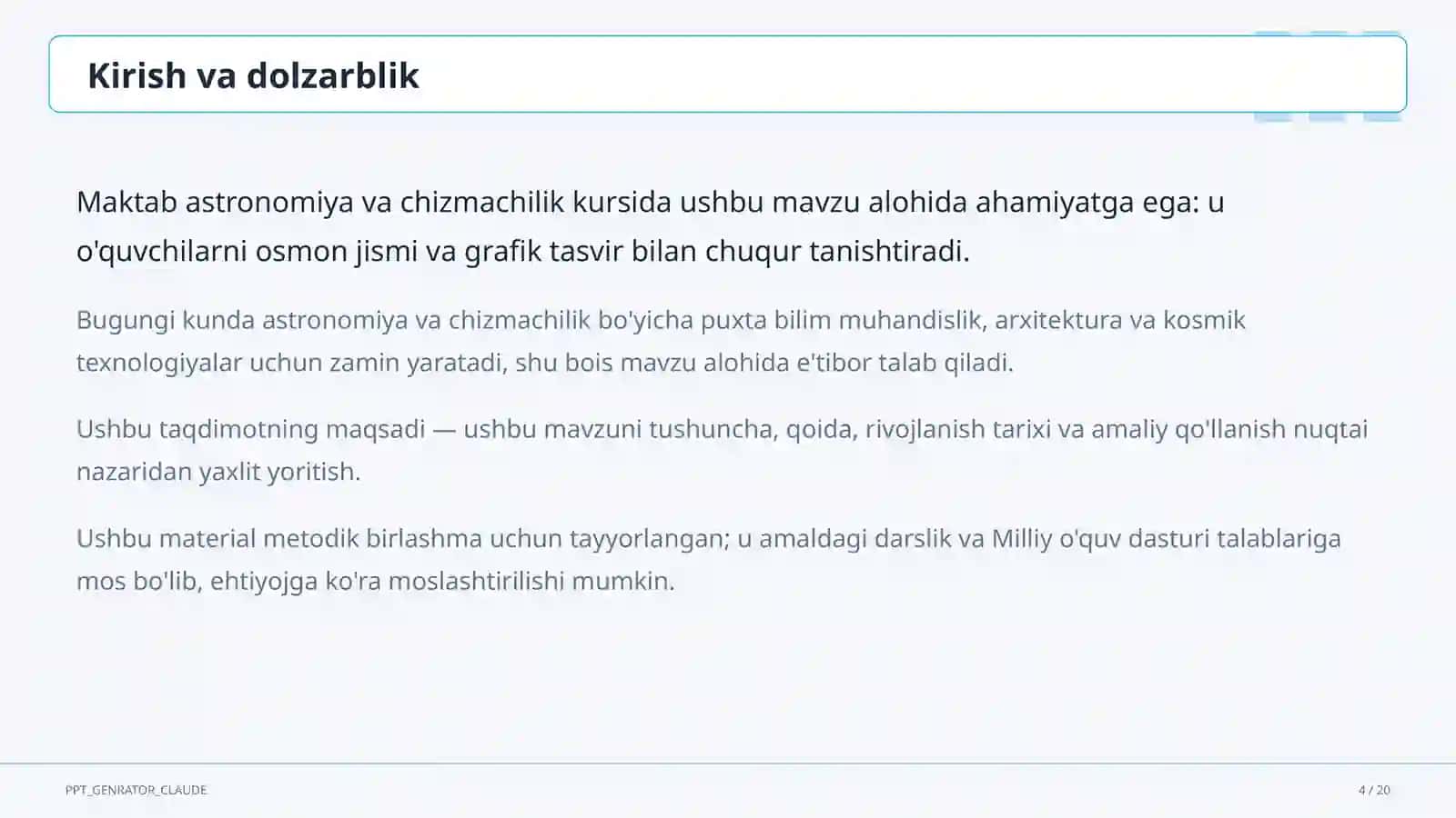 Chizmachilik asoslari: chizma asboblari va formatlar (8-sinf) 4