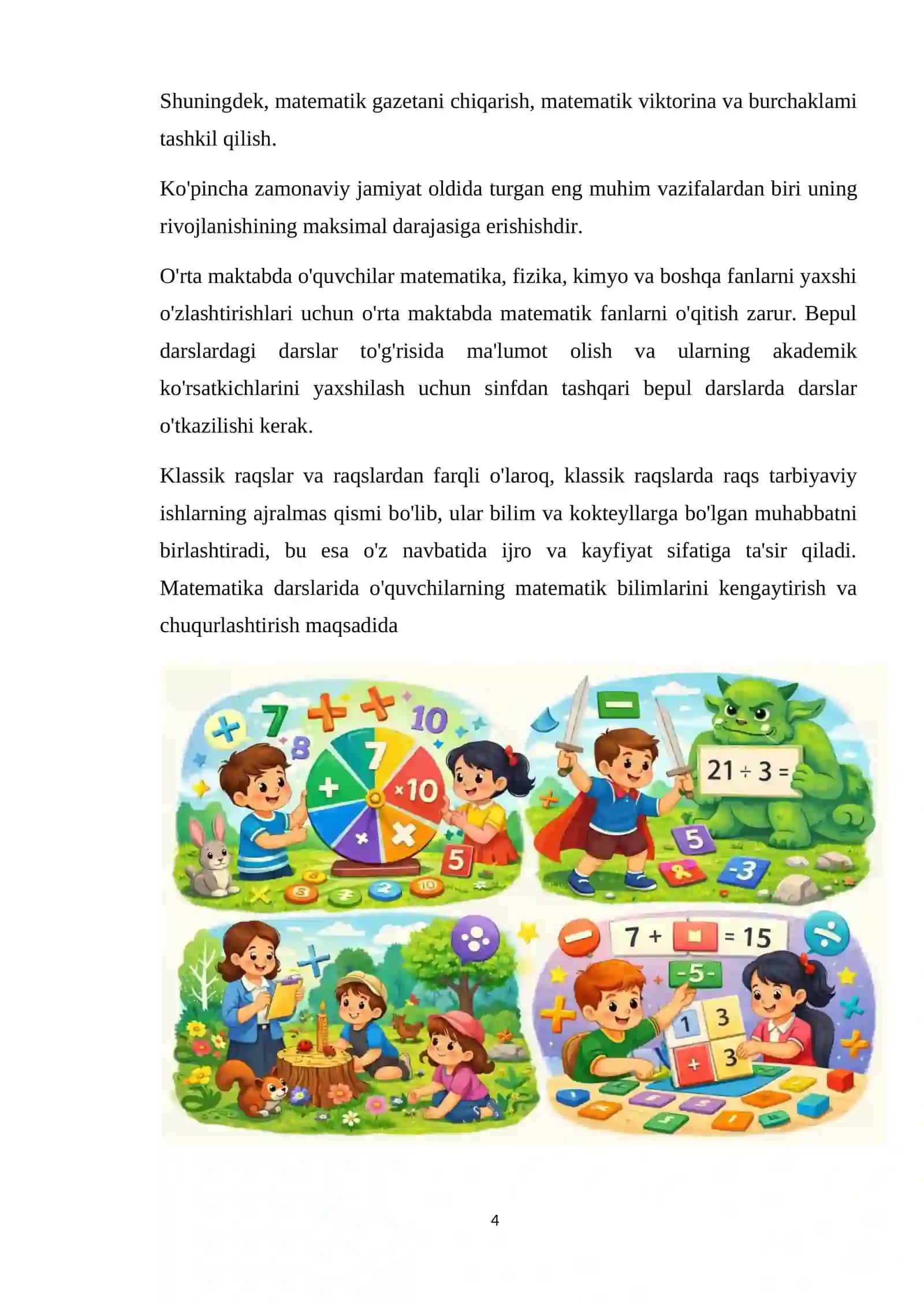 Boshlang‘ich sinfda matematikadan sinfdan tashqari ishni tashkil etish qilish turlari 4