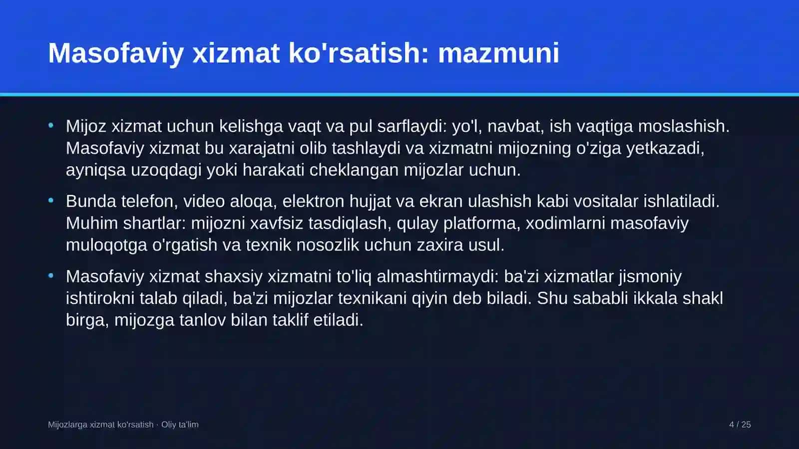 masofaviy ta'limda masofaviy xizmat ko'rsatishni yo'lga qo'yish 1008 4