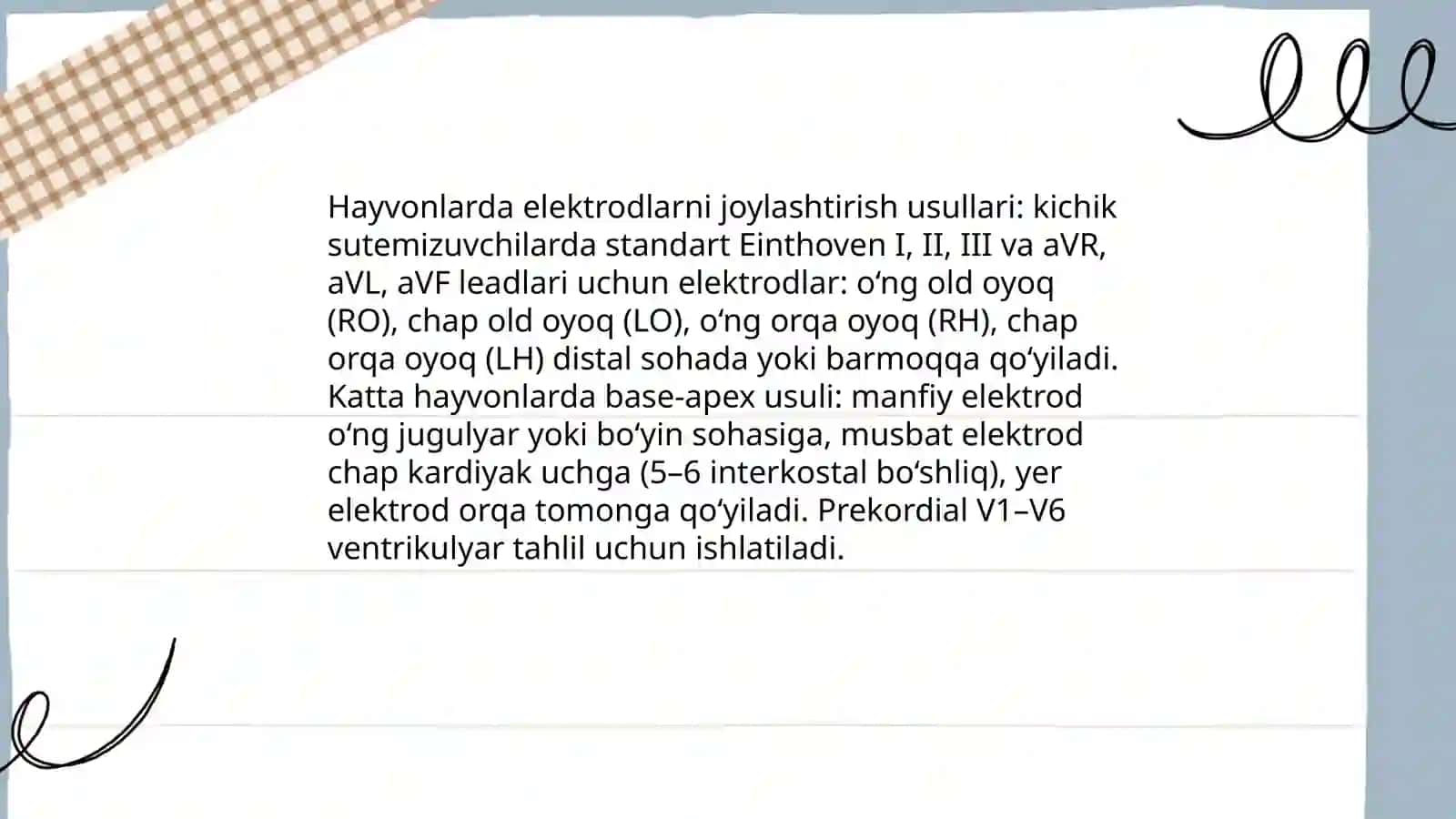 Veterinariya diagnostikasi va Rentgenologiya fanidan Elektrokardiografiya usulida tekshirish EKG tahlili 4