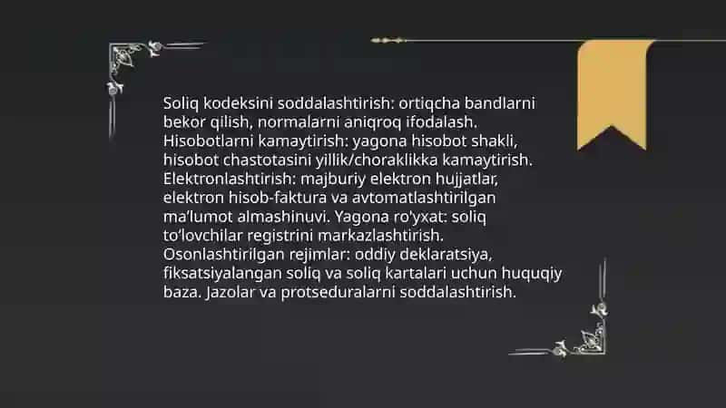 Soliq hisobotlarini qisqartirish va soddalashtirish 4