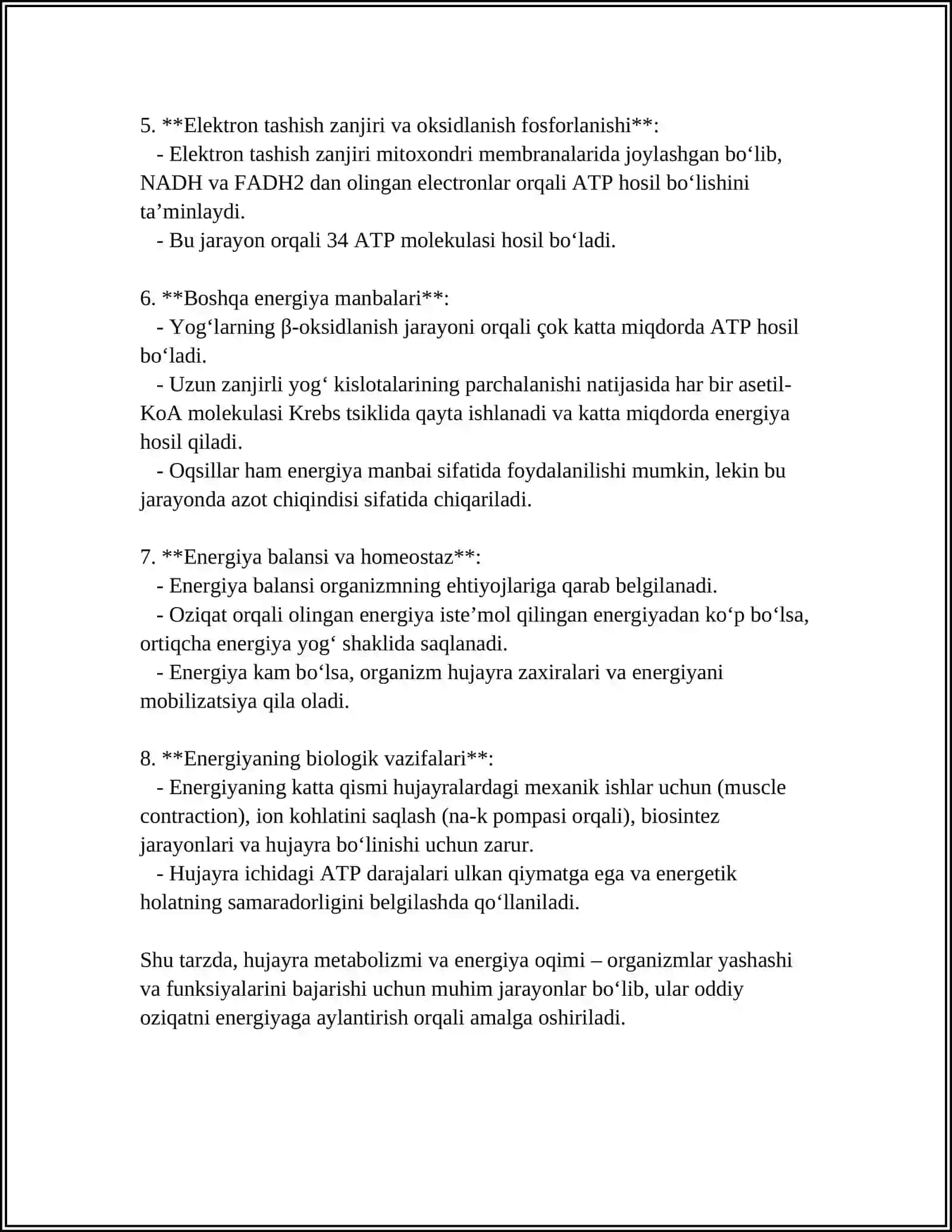 Hujayrada Moddalar va Energiya va Malumotlar Oqimi Hujayra Poliferatsiyasi Muammolari 4