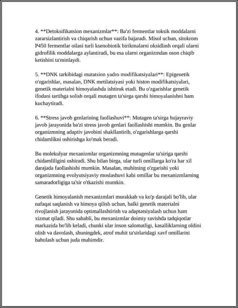 ORGANIZMNING MUTAGEN TA’SIRGA CHIDAMLILIGI. TOMAS MORGANNING XROMOSOMA NAZARIYASI. JINS GENETIKASI 4