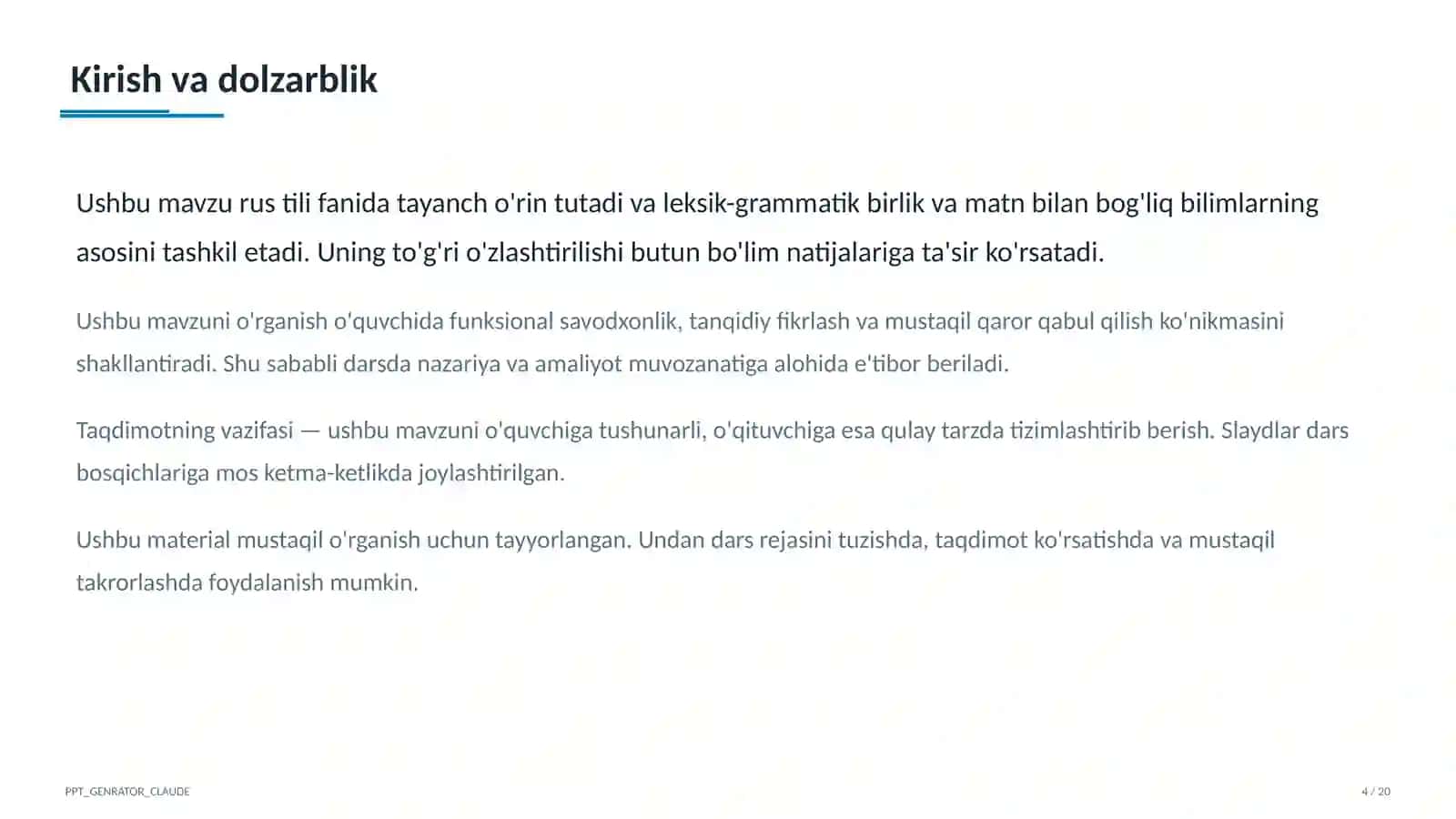 Rus tilida fe'l turlari: tugallangan va tugallanmagan (6-sinf) 4