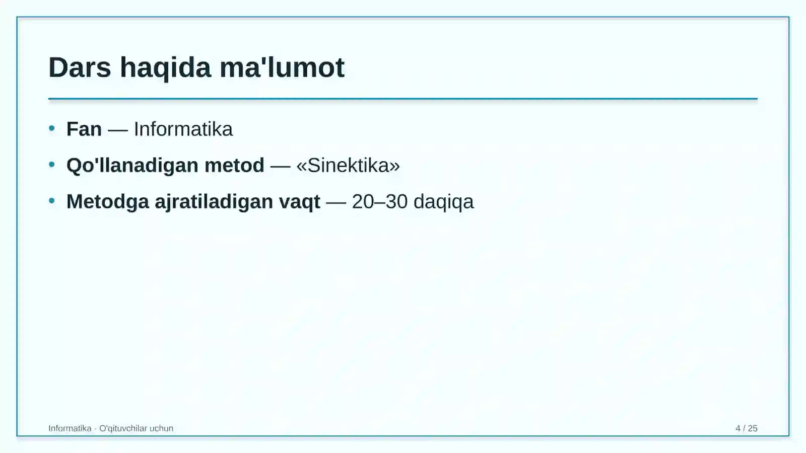 informatika darslarida sinektika metodidan foydalanish 3963 4