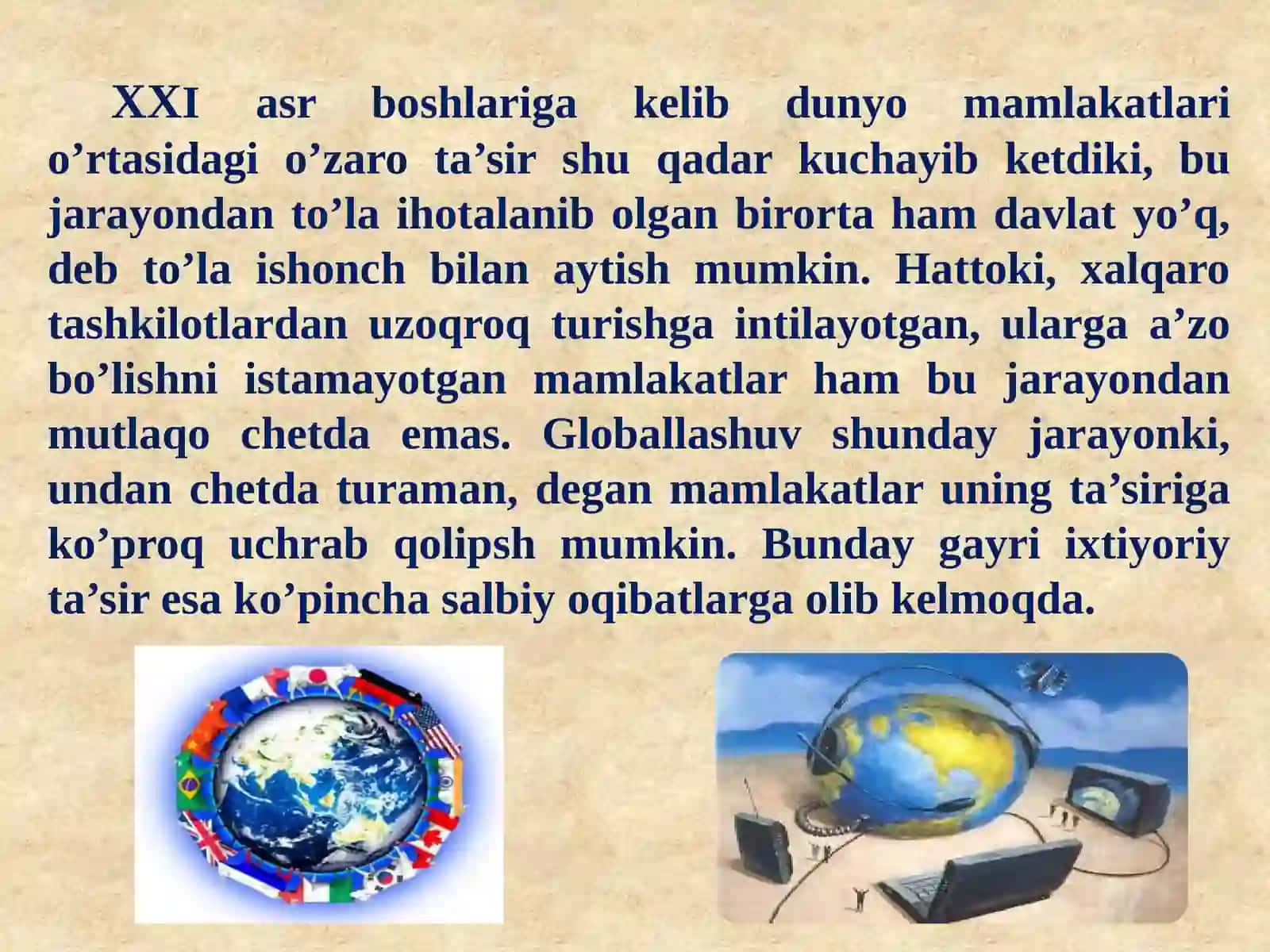 Globallashuv jarayonlari va uning zamonaviy sharoitlarda tarbiyaga ta’siri 4