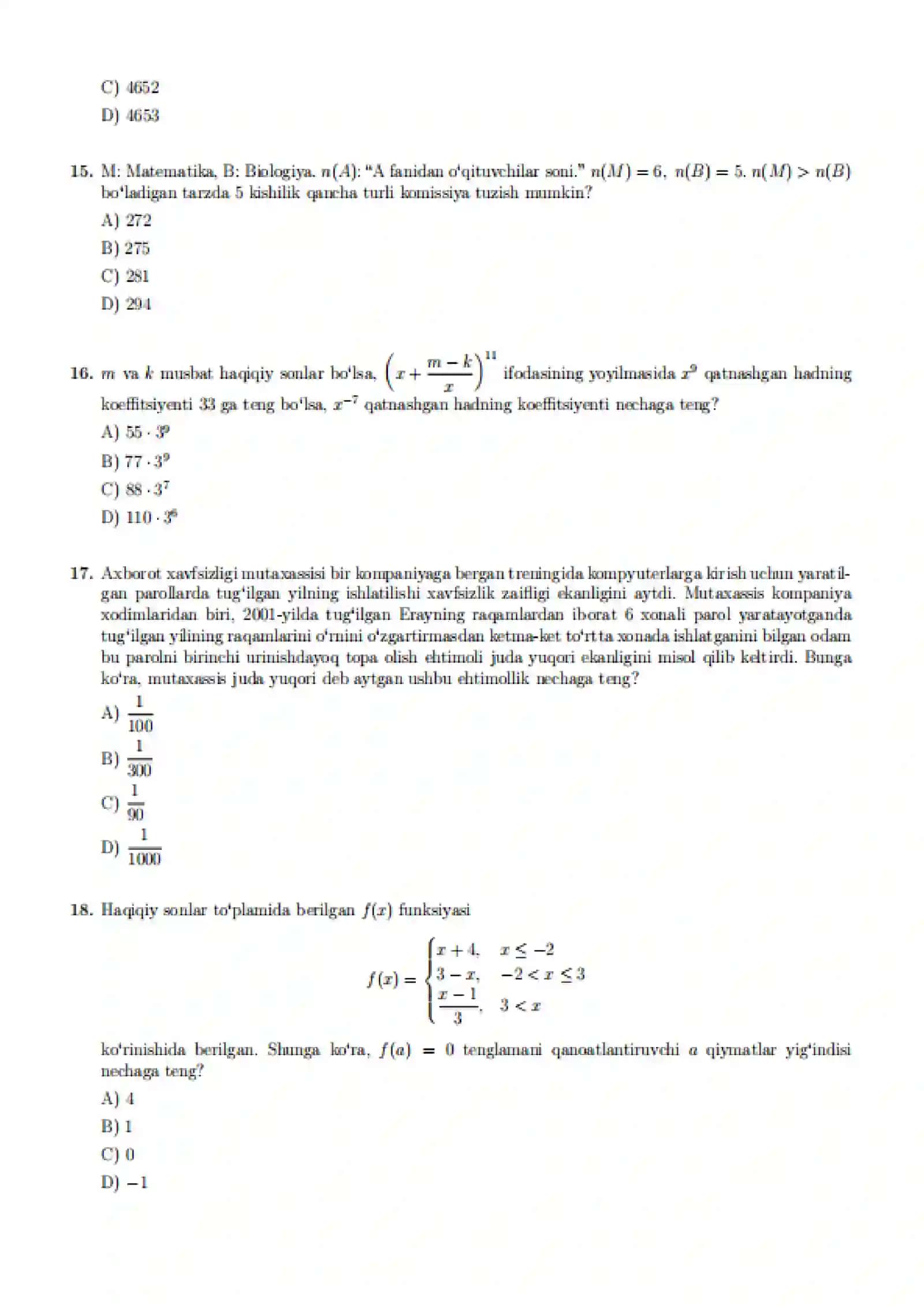 📚"Attestatsiya imtihoniga tayyorgarlik — 50 talik ORIGINAL TEST" 4